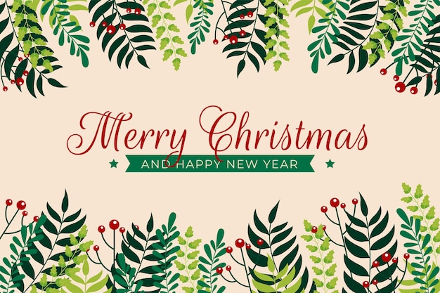 Ramas de árboles de Navidad de fondo en diseño plano