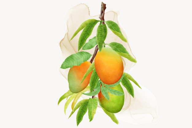 ramas de mango acuarela y diseño de corona