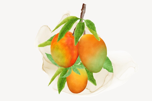 Vector gratuito ramas de mango acuarela y diseño de corona