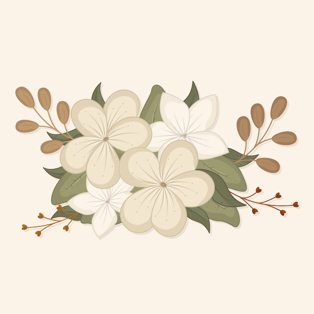 Vector gratuito ramo de diseño vintage con flores blancas