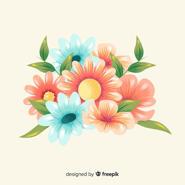 Vector gratuito ramo floral dibujado vintage