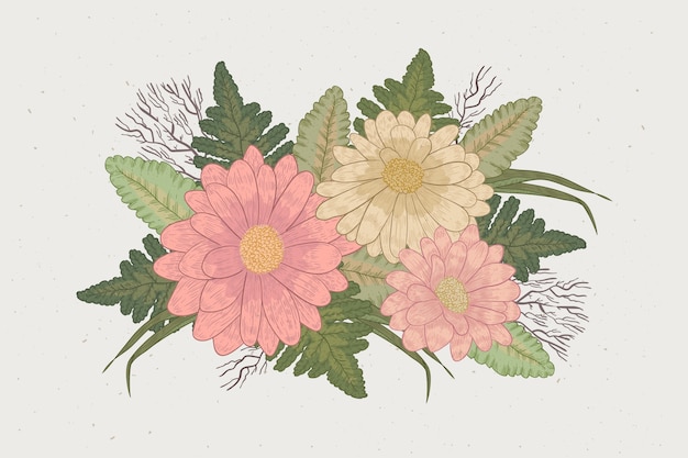 Vector gratuito ramo floral vintage