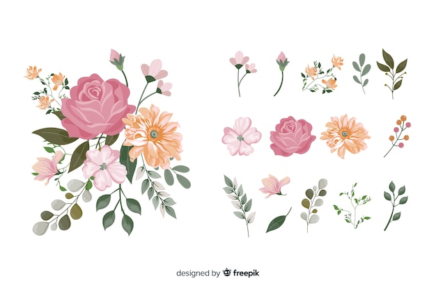 Ramo de flores 2D realista