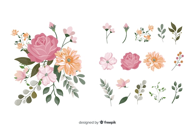 Vector gratuito ramo de flores 2d realista