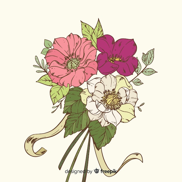 Ramo de flores botánicas de época