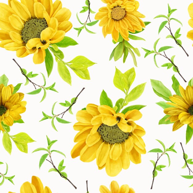 ramo de girasol amarillo con patrón sin costura
