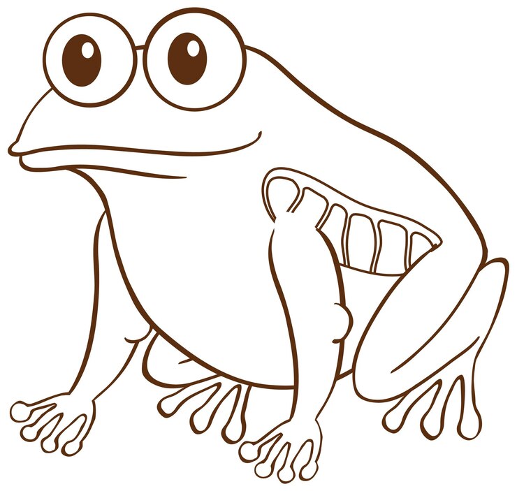 Vector gratuito rana en estilo simple de garabato sobre fondo blanco