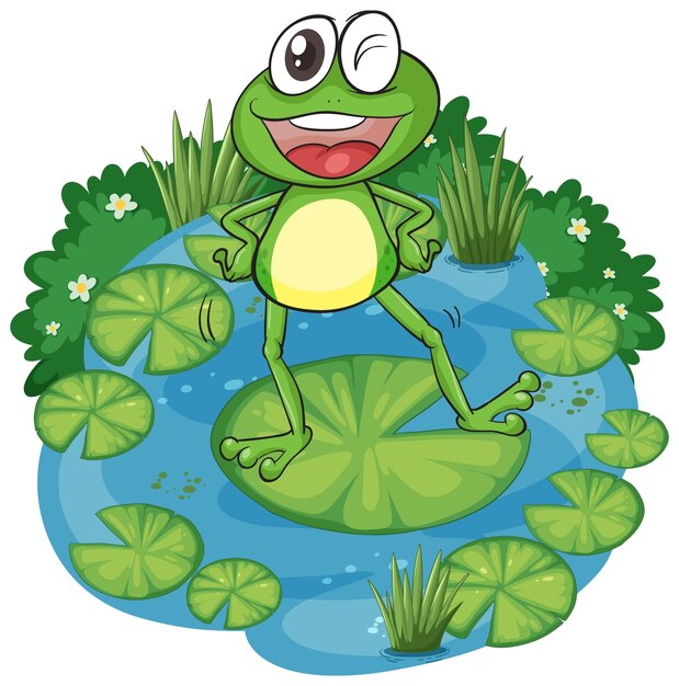 Rana feliz en el Lily Pad