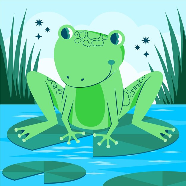 Rana orgánica plana ilustrada