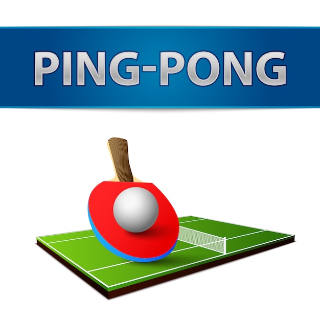 Raquetas de ping-pong de ping-pong realistas con emblema aislado