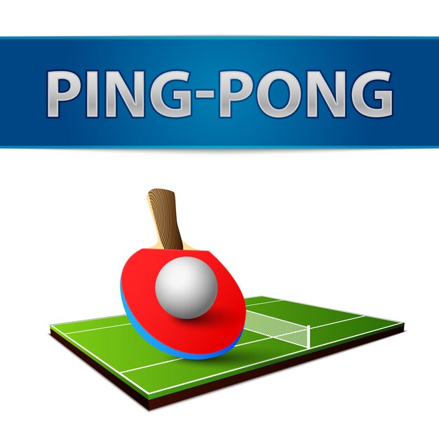 Raquetas de ping-pong de ping-pong realistas con emblema aislado