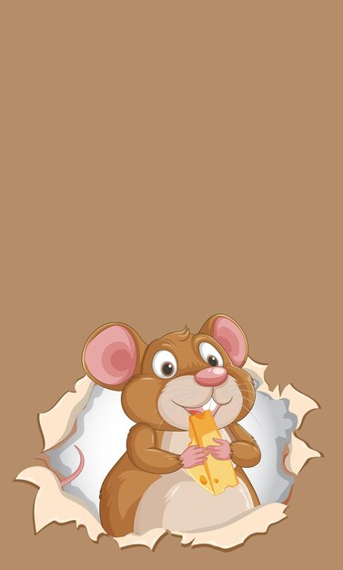 Un ratón alegre disfrutando de un bocadillo de queso