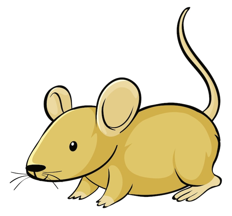 Vector gratuito ratón amarillo sobre fondo blanco.