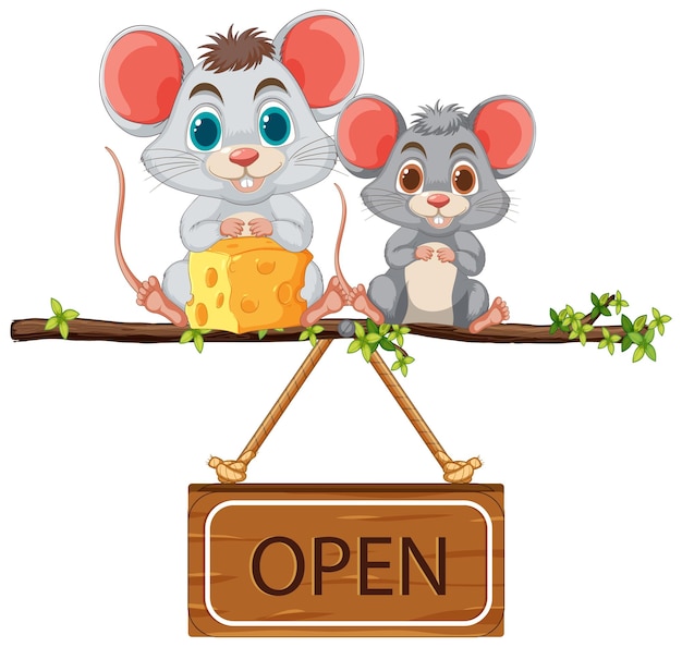 Vector gratuito los ratones alegres dan la bienvenida a los clientes