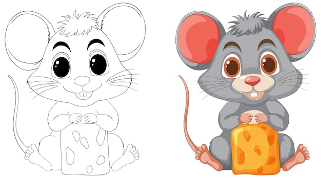 Ratones alegres con una ilustración de queso