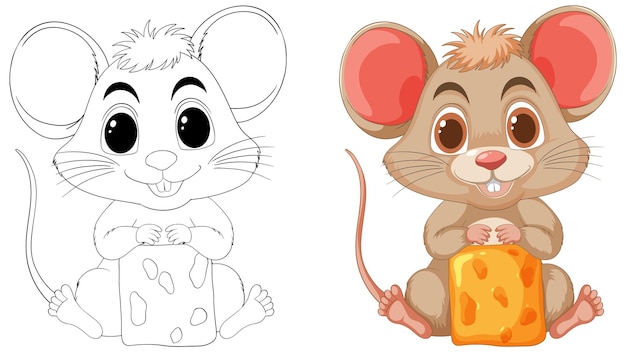 Los ratones animados alegres con queso
