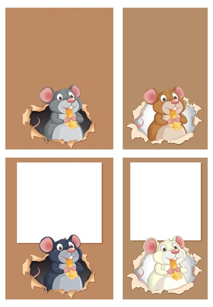 Los ratones lindos con la ilustración del queso