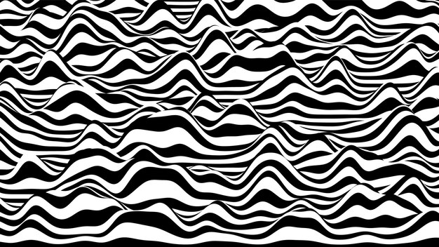 Rayas blancas y negras de cebra 3D de moda como telón de fondo distorsionado