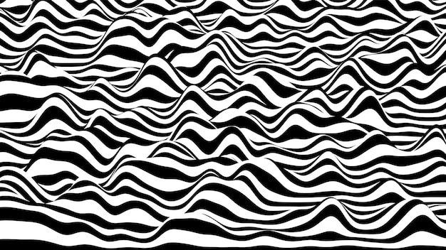 Rayas onduladas en blanco y negro 3D telón de fondo distorsionado