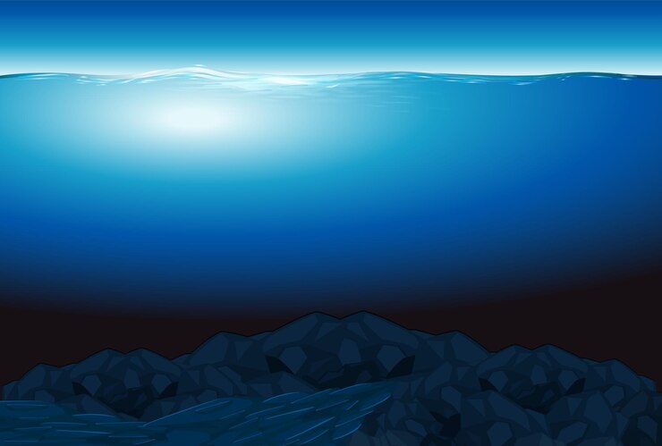 Vector gratuito rayo de sol penetrando en el fondo submarino