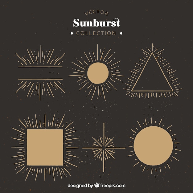 Vector gratuito rayos de sol en formas diferentes