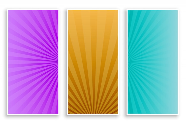 Rayos de Sunburst conjunto de banners vacíos
