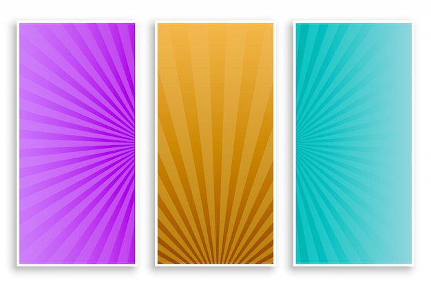 Vector gratuito rayos de sunburst conjunto de banners vacíos