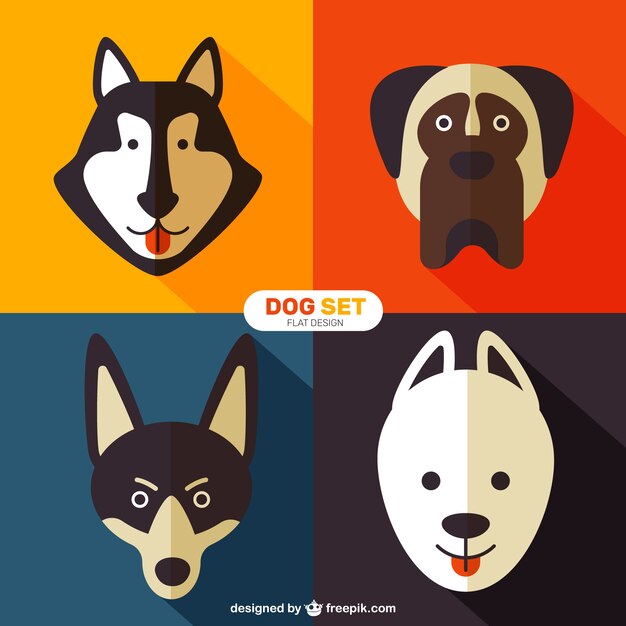 Razas de perro en estilo plano