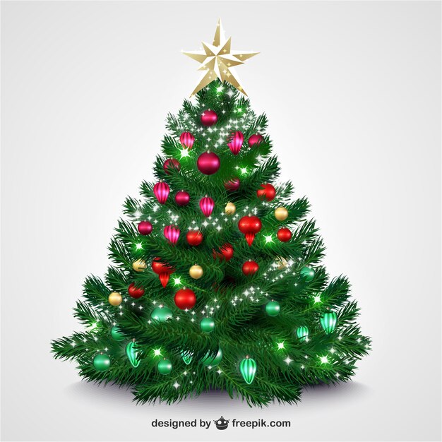 Árbol de Navidad con adornos brillantes