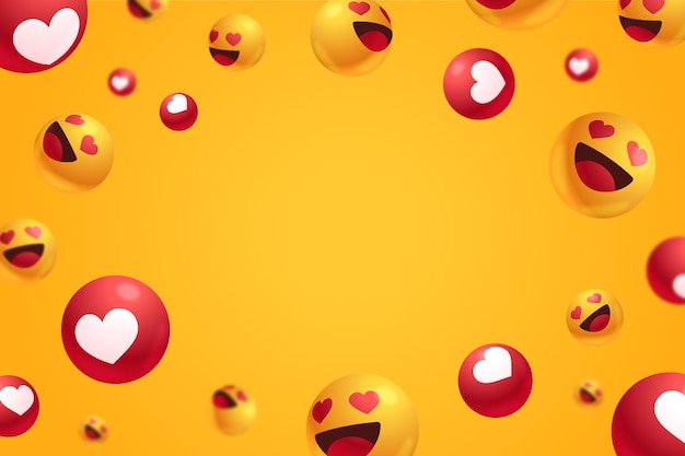 Reacciones de amor con fondo de espacio vacío