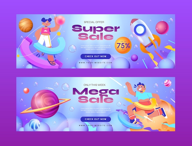 Vector gratuito realismo y banner horizontal de super venta dibujado a mano.