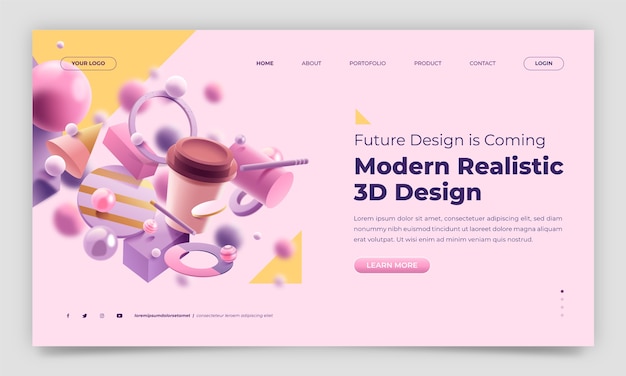 Realismo y plantilla de página de aterrizaje de diseño plano