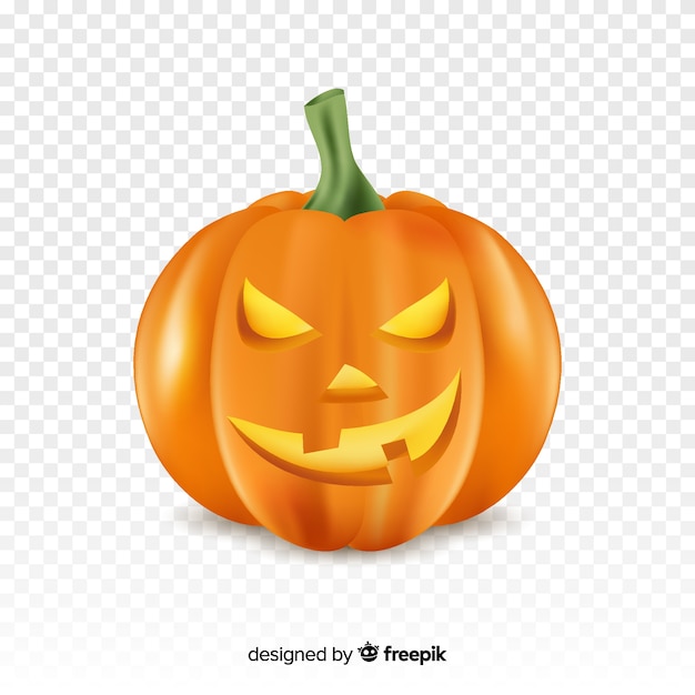 Vector gratuito realista calabaza enojada de halloween con fondo transparente