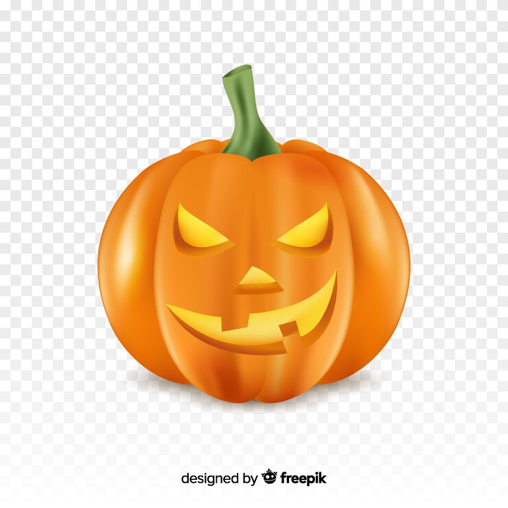Vector gratuito realista calabaza enojada de halloween con fondo transparente