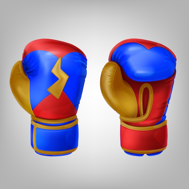 Realista par de guantes de boxeo de cuero.