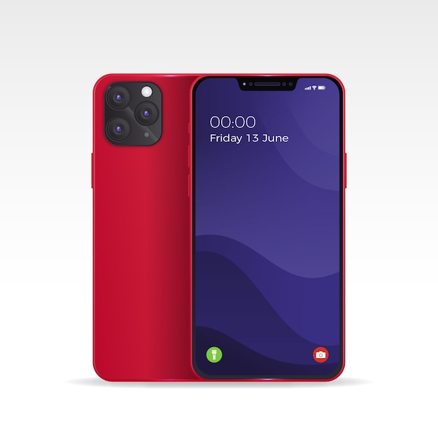 Realista smartphone con carcasa trasera roja