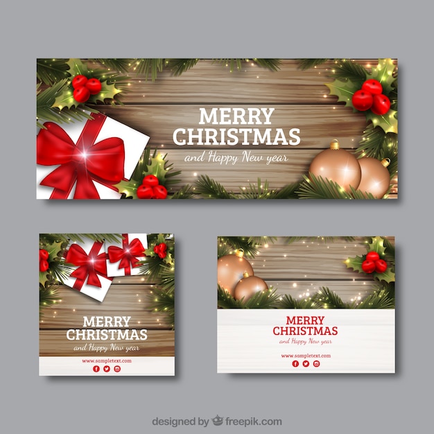 Realistas banners navideños en diferentes tamaños
