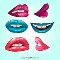 Vector gratuito realistic lips with different colors
