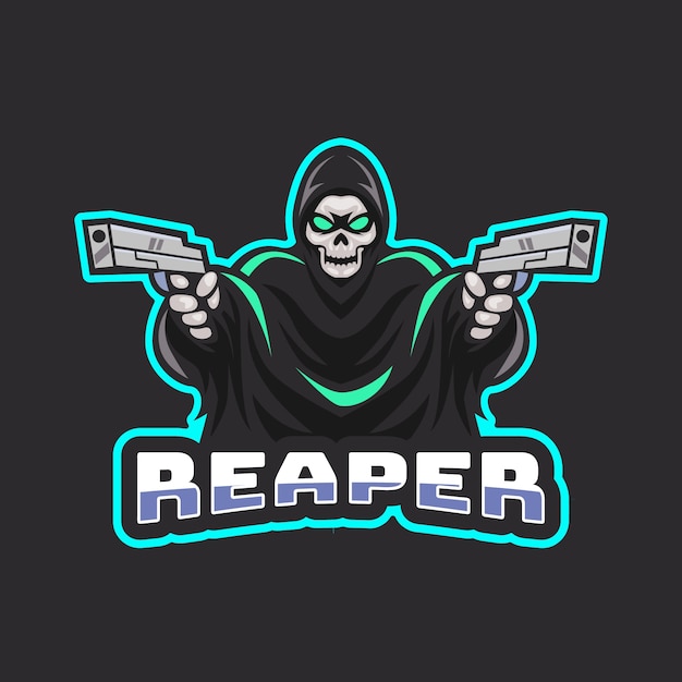 Reaper futurista con logo de pistolas