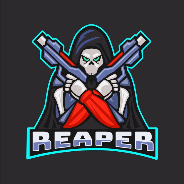 Reaper futurista con plantilla de logotipo de armas