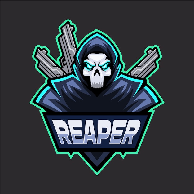 Reaper futurista con plantilla de logotipo de armas