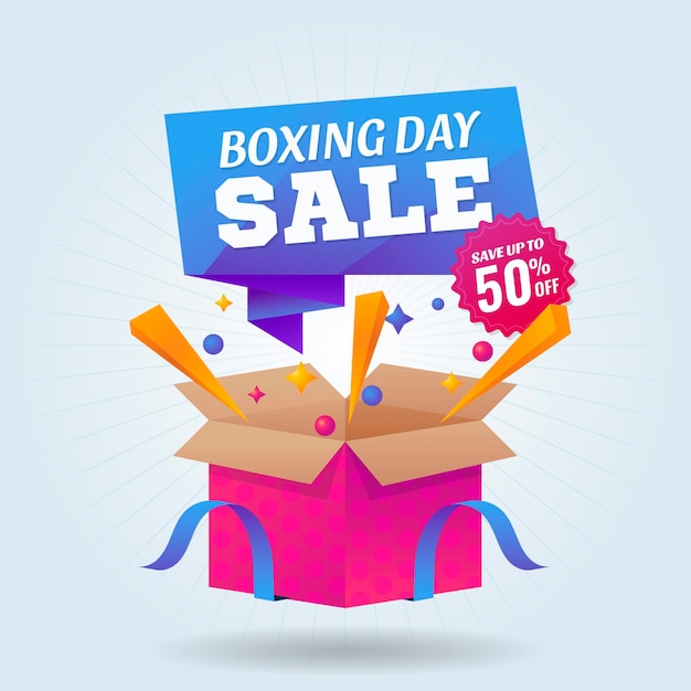 Rebajas del día del boxeo de diseño plano