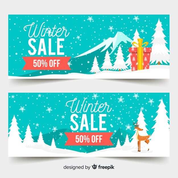 Rebajas invierno paisaje banner
