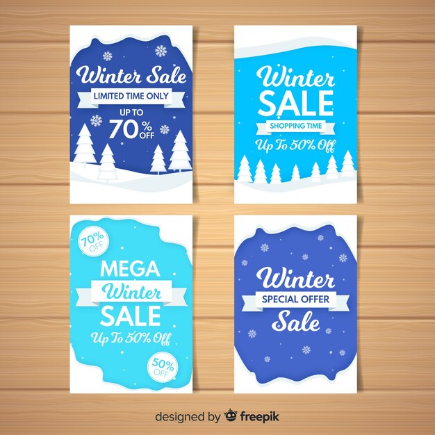 Rebajas invierno tarjetas planas