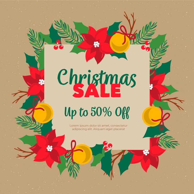 Vector gratuito rebajas de navidad dibujadas a mano