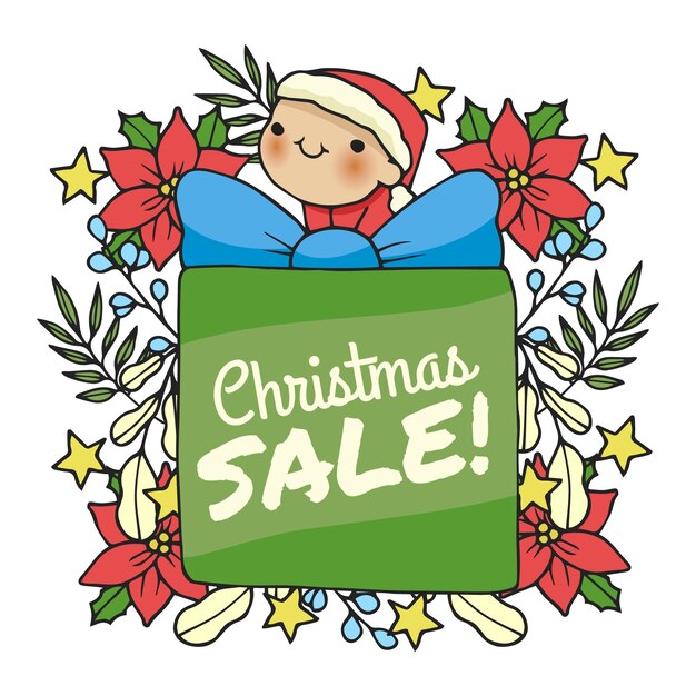 Rebajas de navidad dibujadas a mano