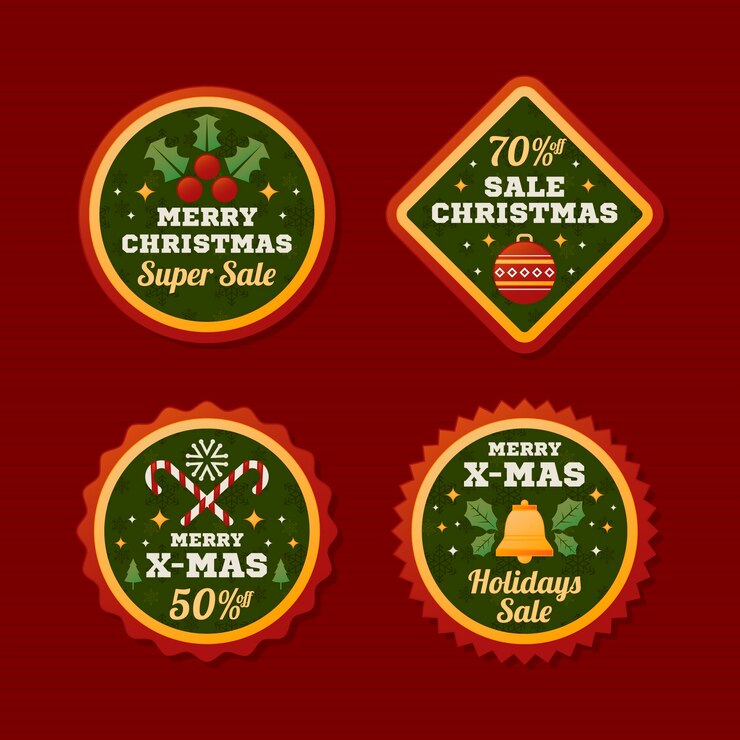 Vector gratuito rebajas navideñas en diseño plano.
