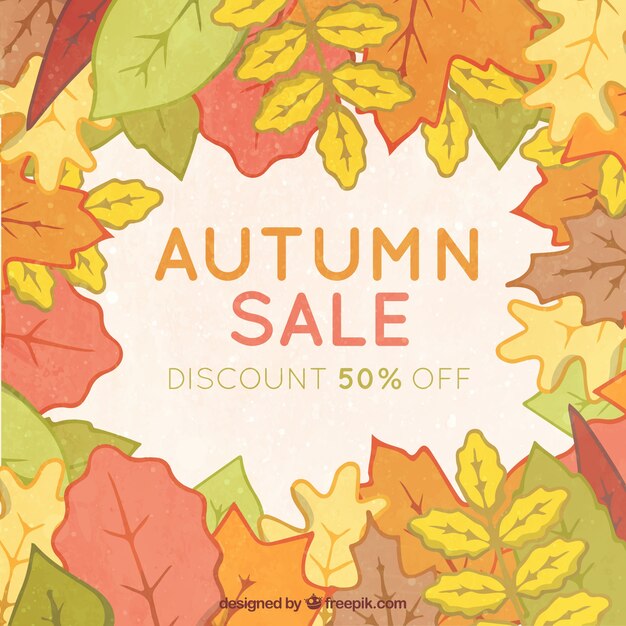 Rebajas de otoño con estilo de dibujo a mano