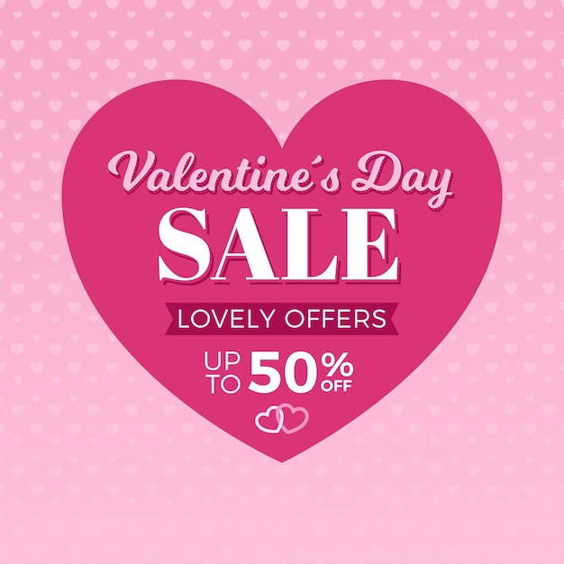 Rebajas de san valentín en diseño plano