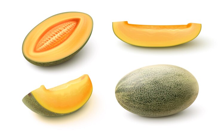 Vector gratuito rebanadas de melón 3d aisladas en blanco